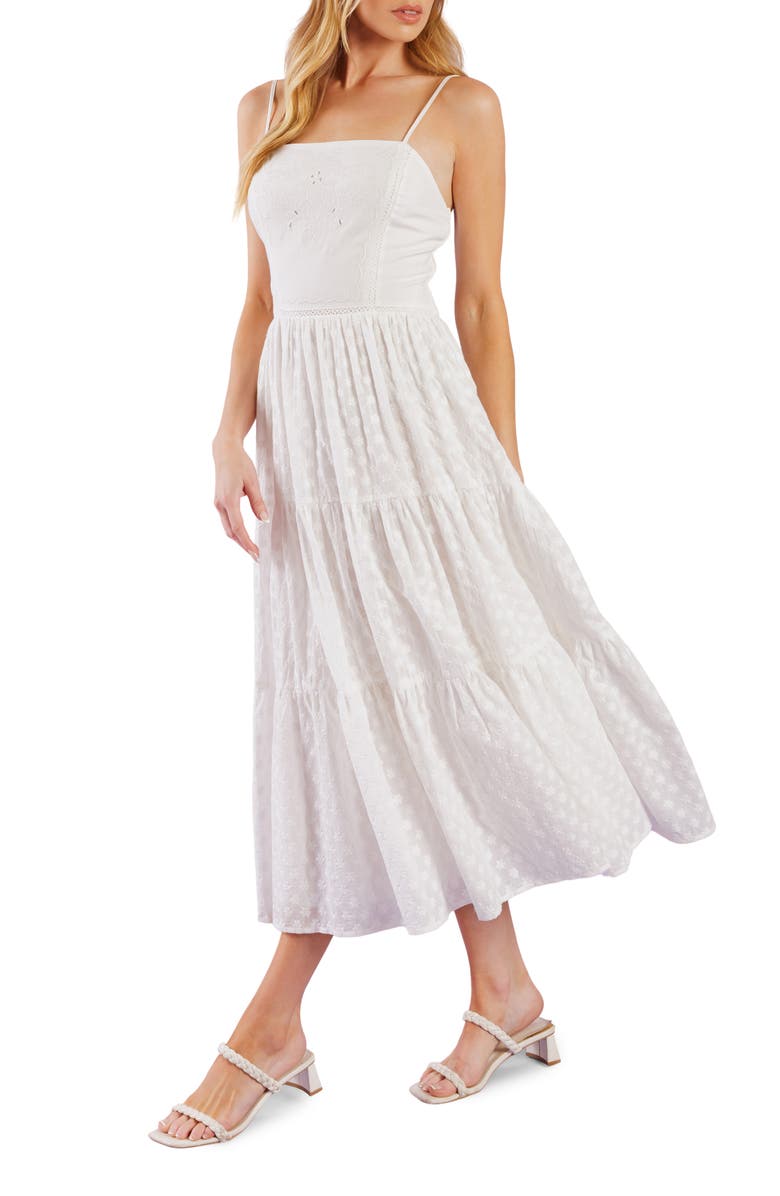 FLYING TOMATO Eyelette Midi Dress, Alternate, color, 