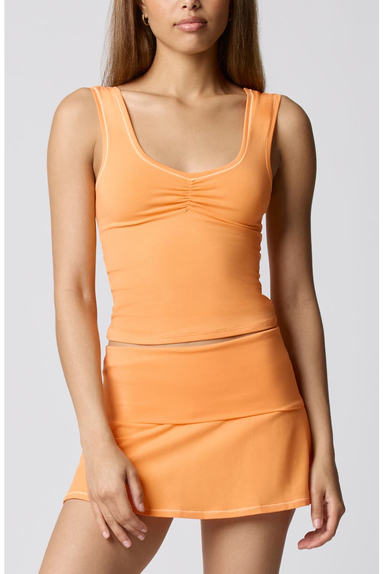 Ruched Bust Cotton Blend Tank, Main, color, PAPAYA