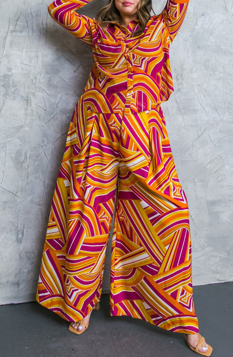 FLYING TOMATO Printed Woven Pants, Alternate, color, Rust Berry