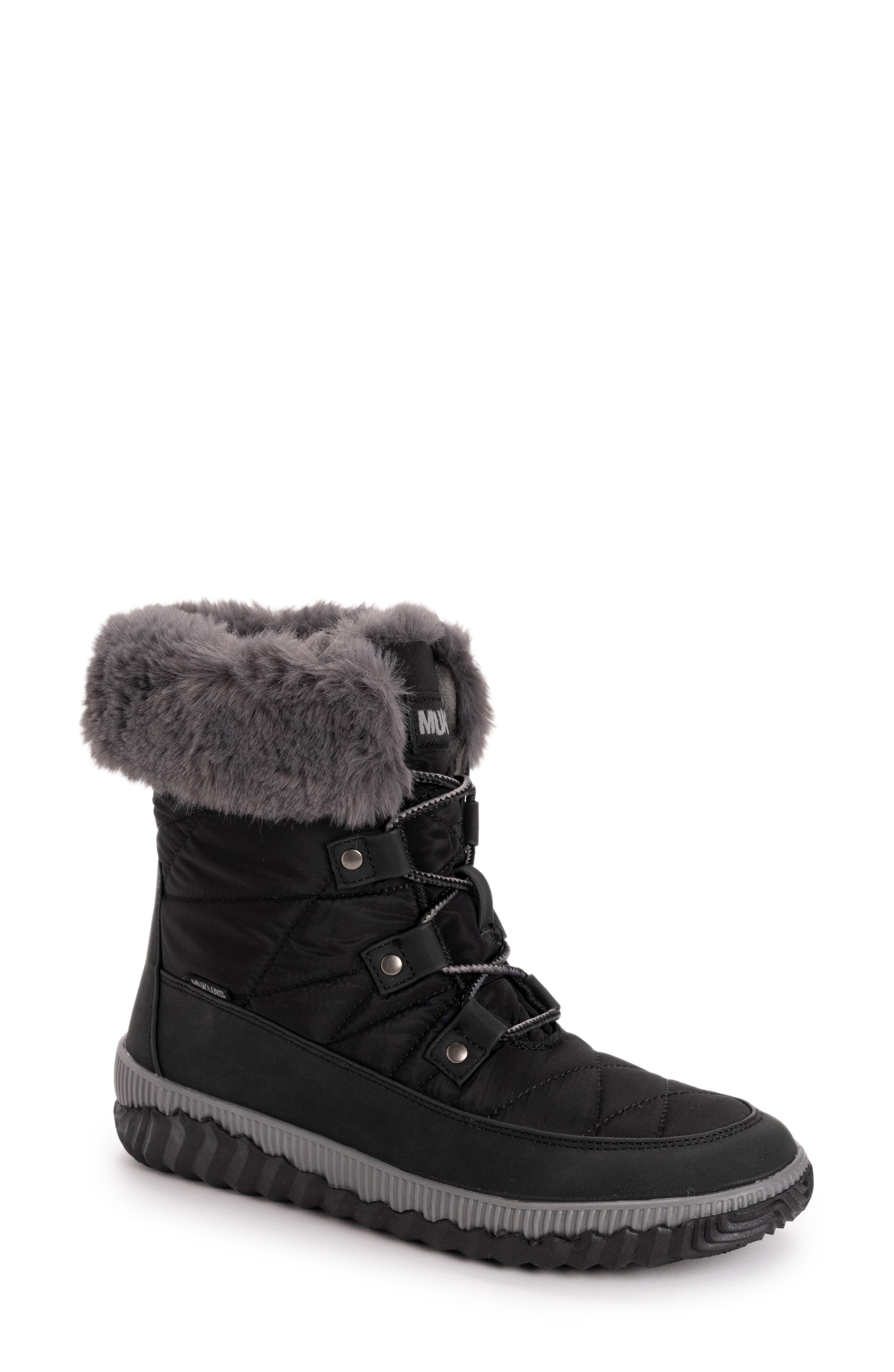 MUK LUKS Winnie Waverly Boot with Faux Fur Trim, Main, color, 