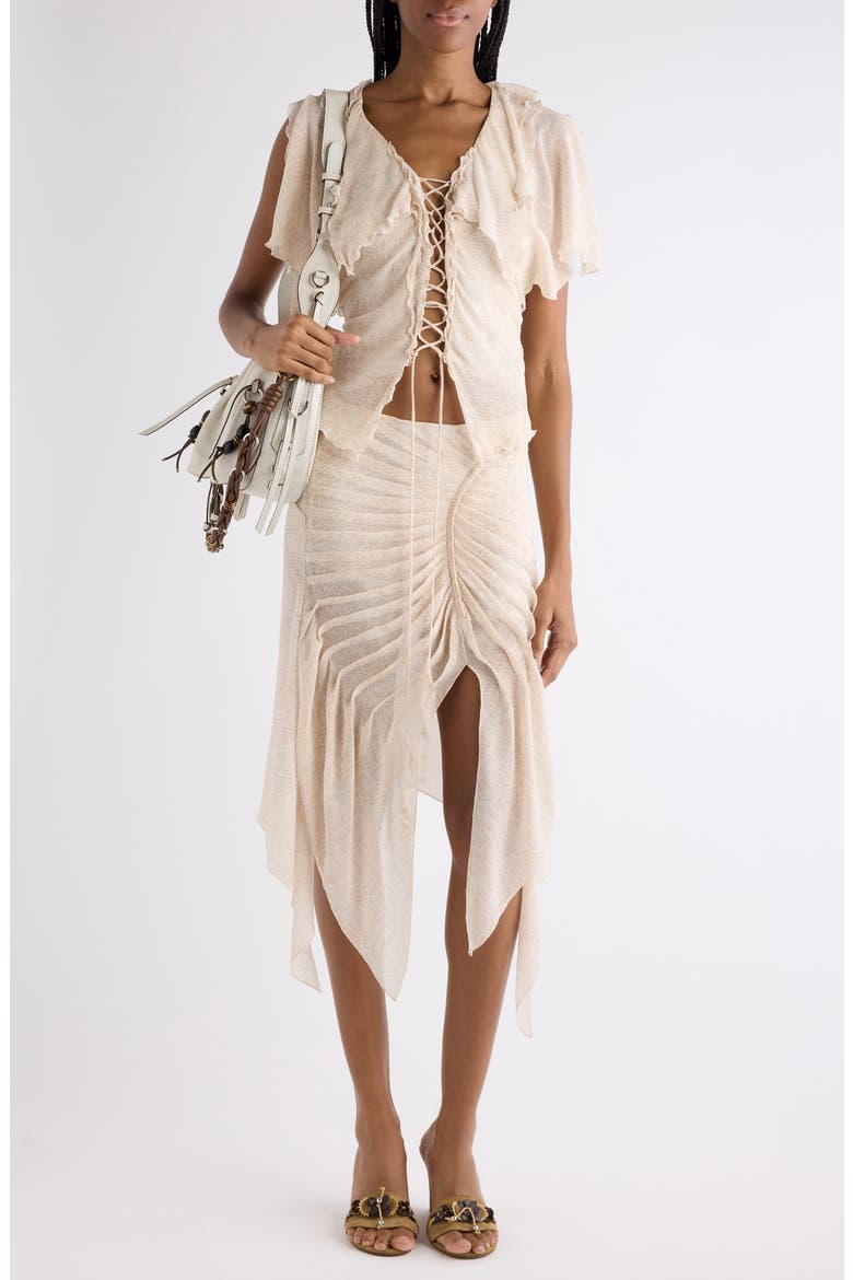 Taylora Pleated Silk Georgette Skirt, Alternate, color, ECRU