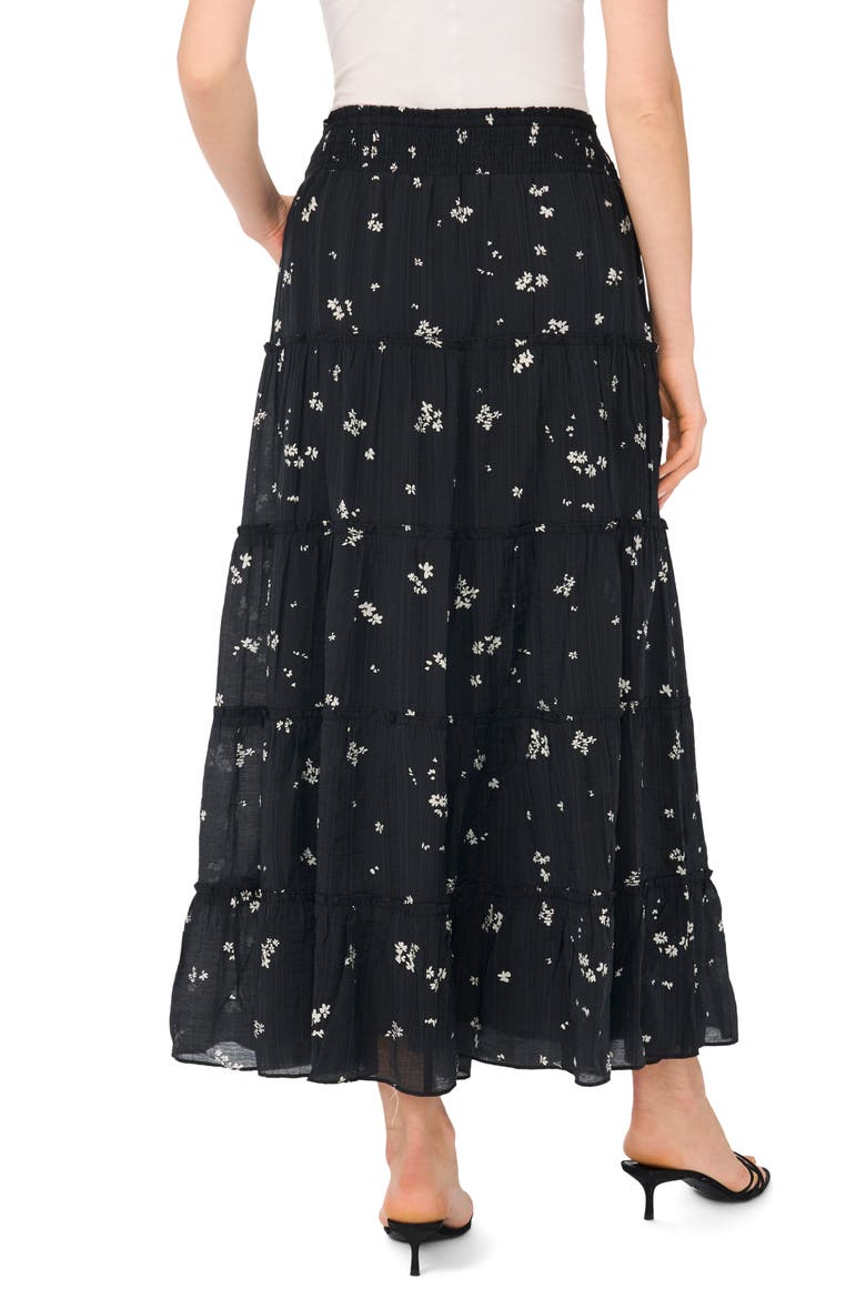 Floral Tiered Skirt, Alternate, color, RICH BLACK