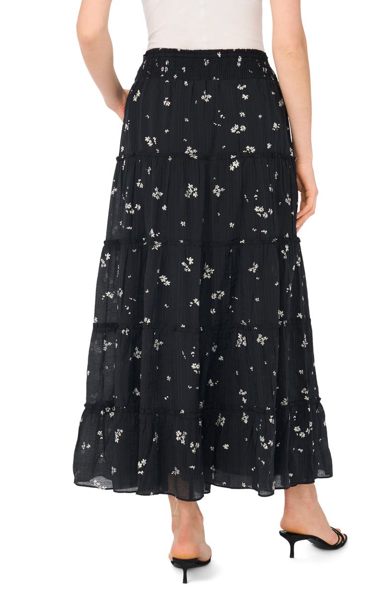 Vince Camuto Floral Tiered Skirt, Alternate, color, Rich Black