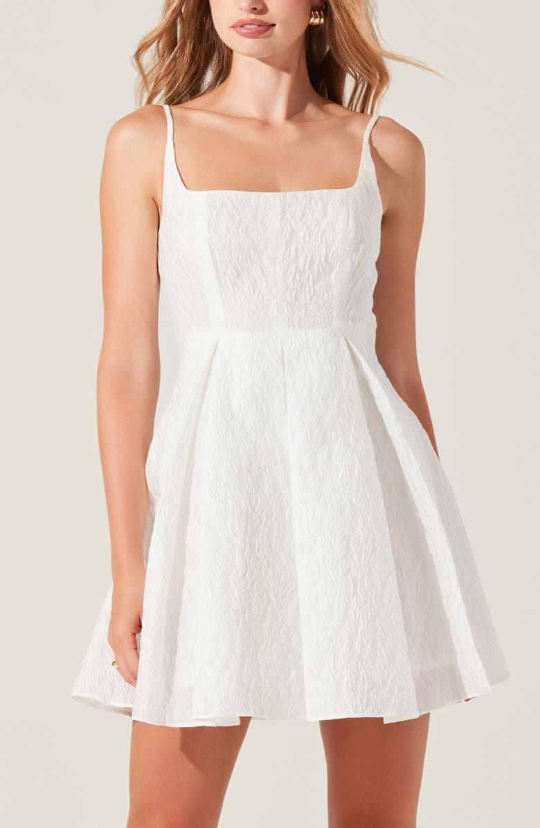 ASTR the Label Ellie Jacquard Fit & Flare Minidress, Alternate, color, White