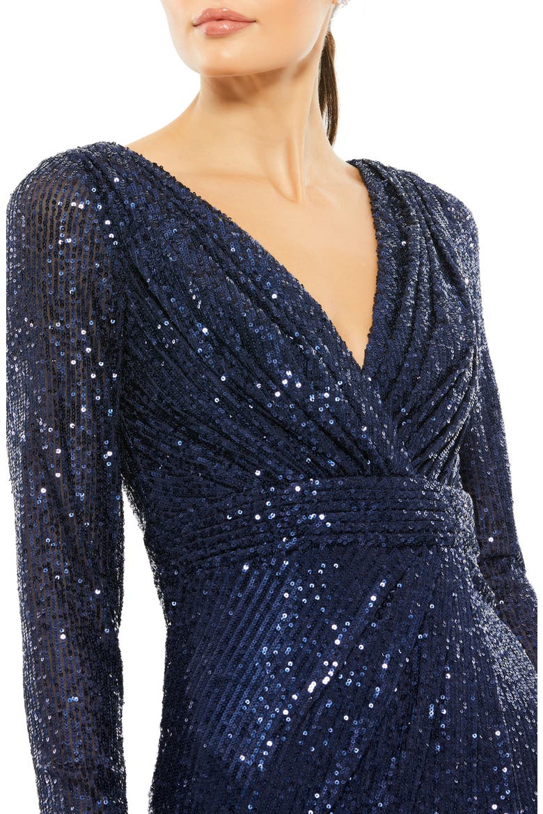 Sequined Long Sleeve Midi Dress, Alternate, color, MIDNIGHT