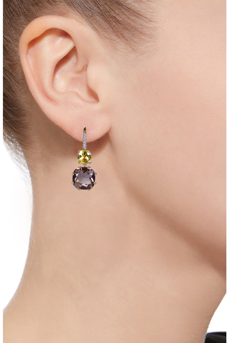 Smoky & Lemon Quartz Earrings with Diamonds, Alternate, color, Brown & Lemon