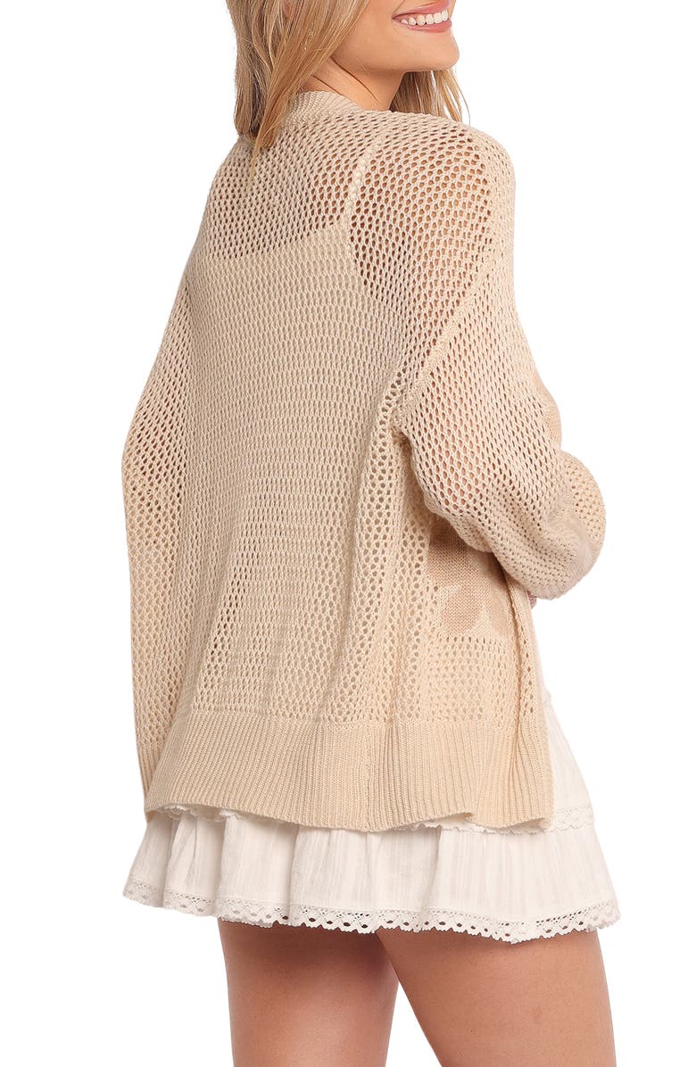 Petal & Pup Winslow Open Knit Flower Cardigan, Alternate, color, Tan