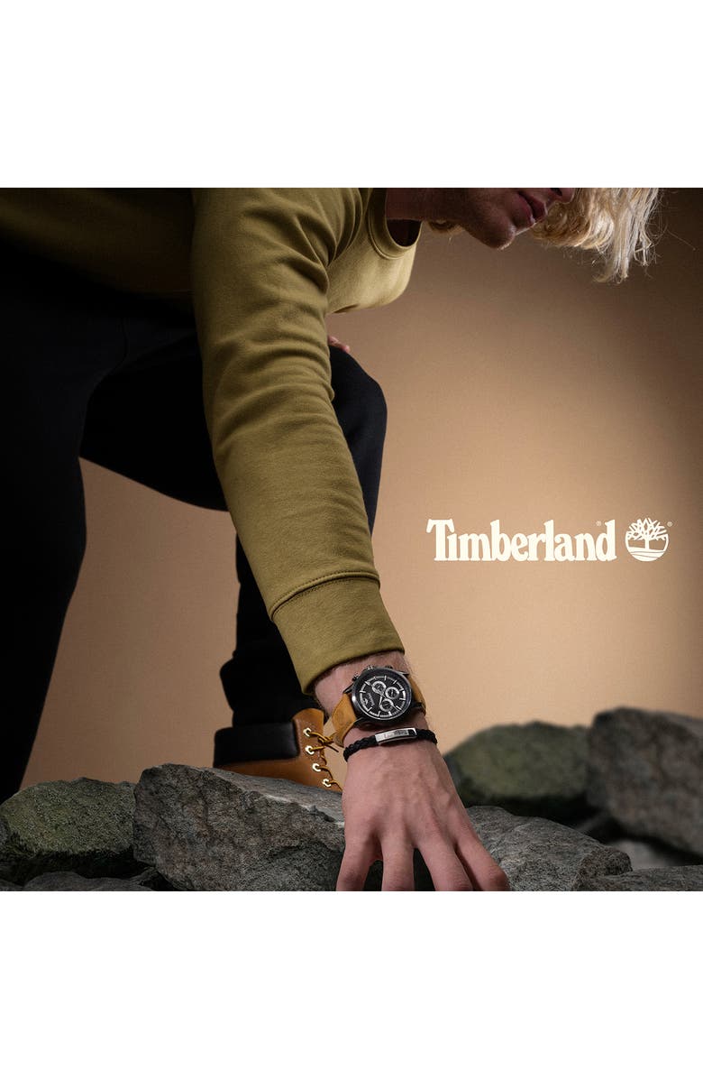 Timberland Bernardston Multifunction Chronograph Leather Strap Watch, 45mm, Alternate, color, Tan