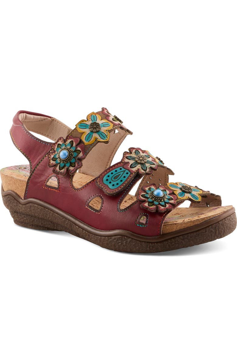 L'Artiste by Spring Step Bethie Sandal, Main, color, Dark Red Multi