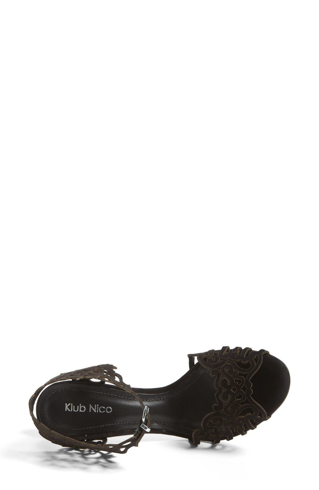 Klub Nico 'Moxie' Laser Cutout Sandal, Alternate, color, 