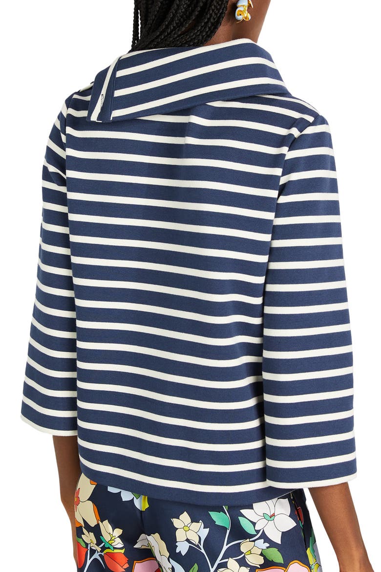 stripe ponte top, Alternate, color, BLAZER BLUE/ CREAM