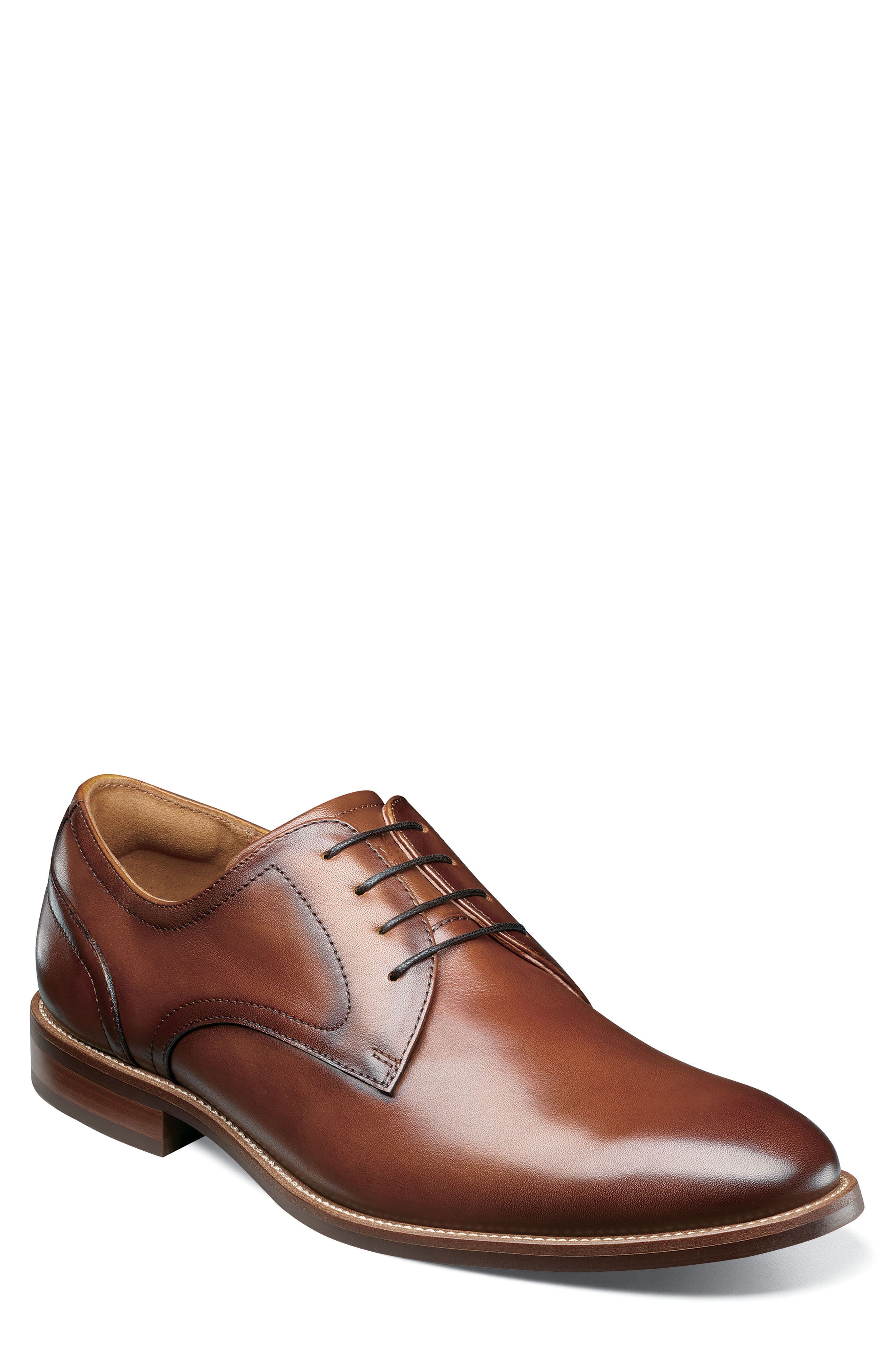 Rucci Plain Toe Derby, Main, color, COGNAC