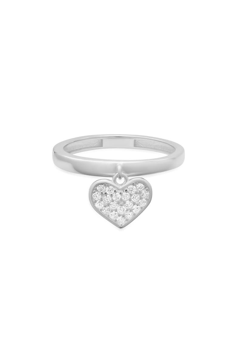 Queen Jewels Sterling Silver Dangling Heart CZ Ring, Main, color,