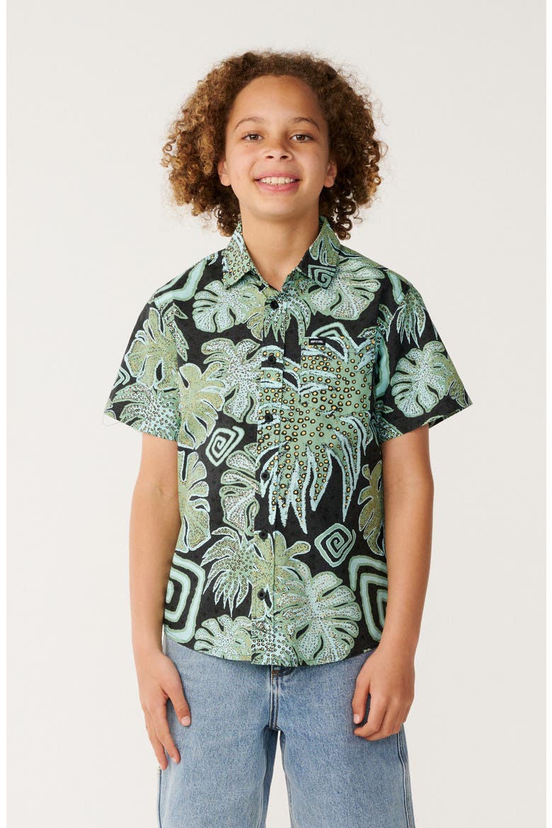 Kids' Barrel Killa Short Sleeve Button-Up Shirt, Main, color, WASHED BLACK
