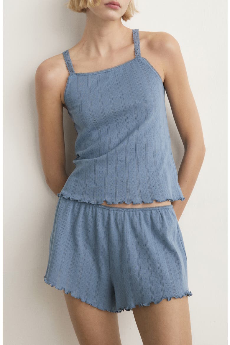 Cotton Pointelle Pajama Camisole, Main, color, INDIGO BLUE