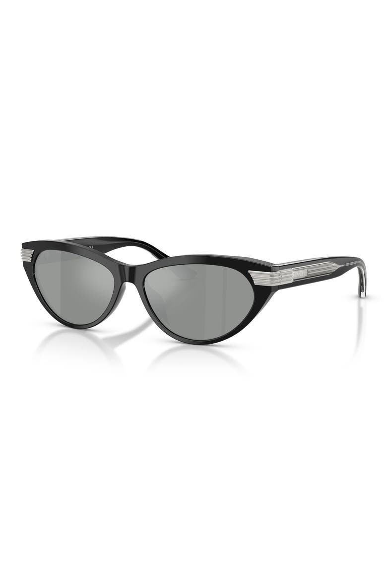 56mm Cat Eye Sunglasses, Alternate, color, SHINY BLACK / LIGHT GREY