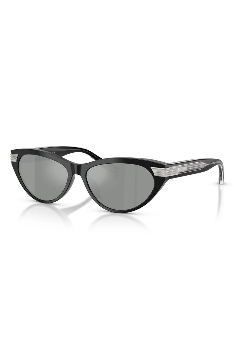 Ferrari 56mm Cat Eye Sunglasses, Alternate, color, Shiny Black / Light Grey