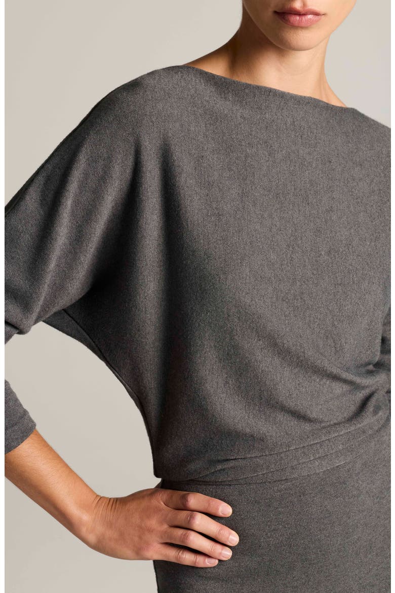 Off the Shoulder Midi Dress, Alternate, color, DK H GREY
