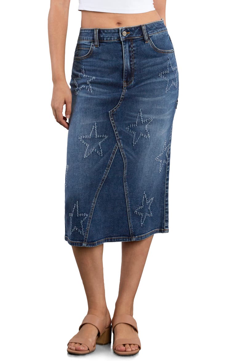 Star Denim Skirt, Main, color, SIDEWALK DENIM