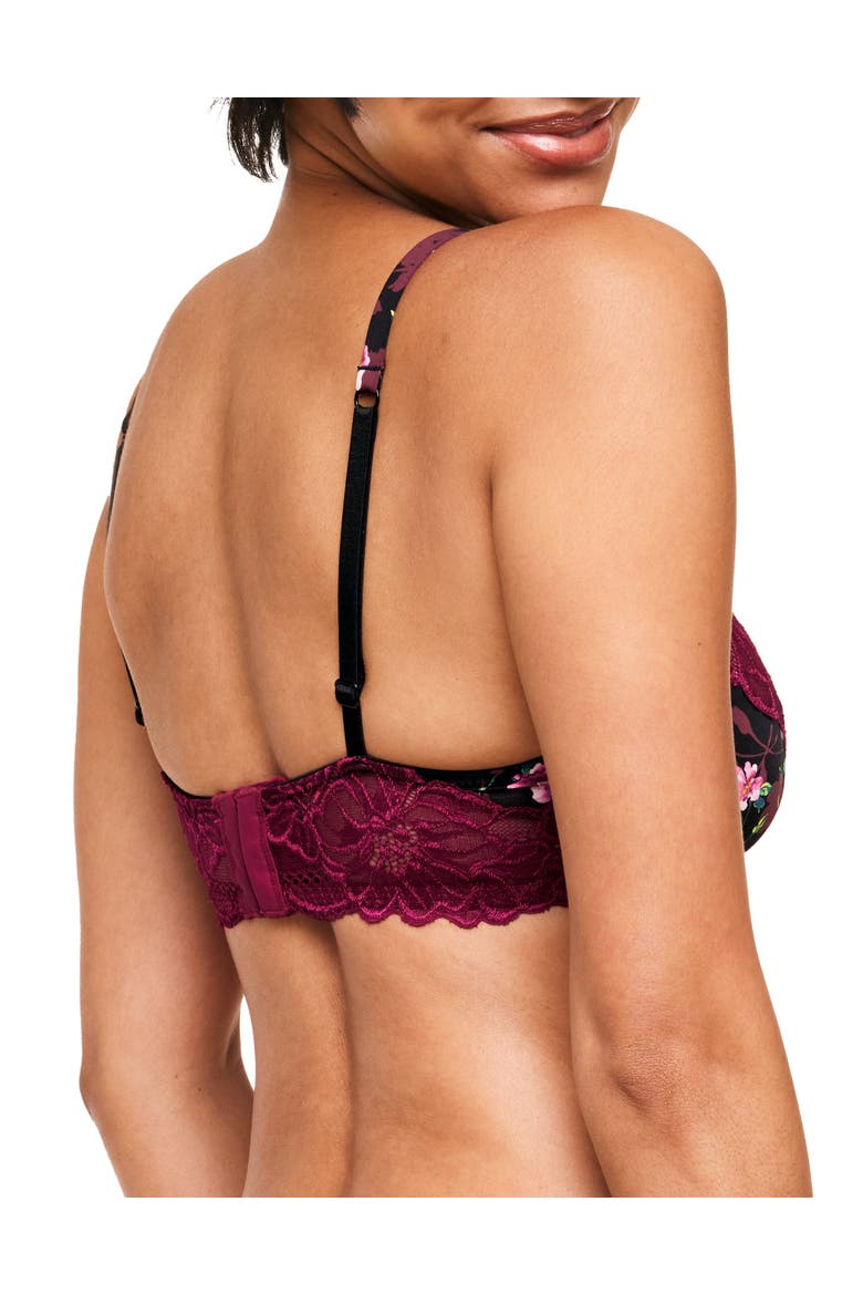Aleena Unlined Plunge Bra, Alternate, color, Floral black