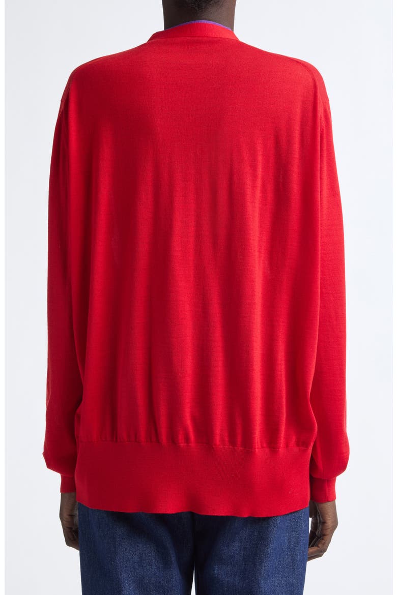Embroidered Wool Blend Cardigan, Alternate, color, RED