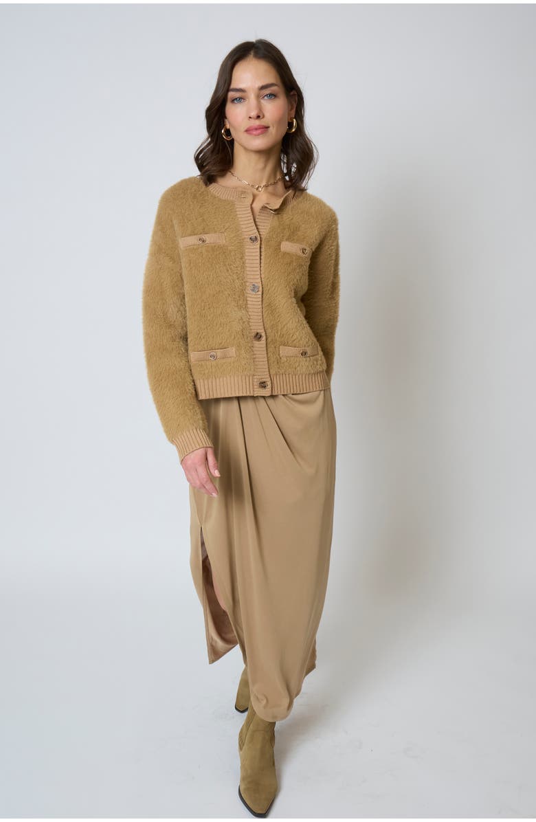 Central Park West Roman Eyelash Cardi, Main, color, Camel