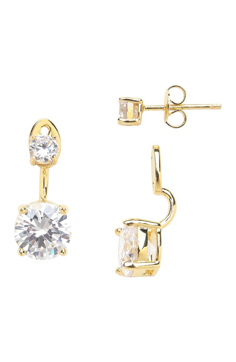 Sterling Forever Brilliant CZ Stud Jacket Earrings, Alternate, color, Gold