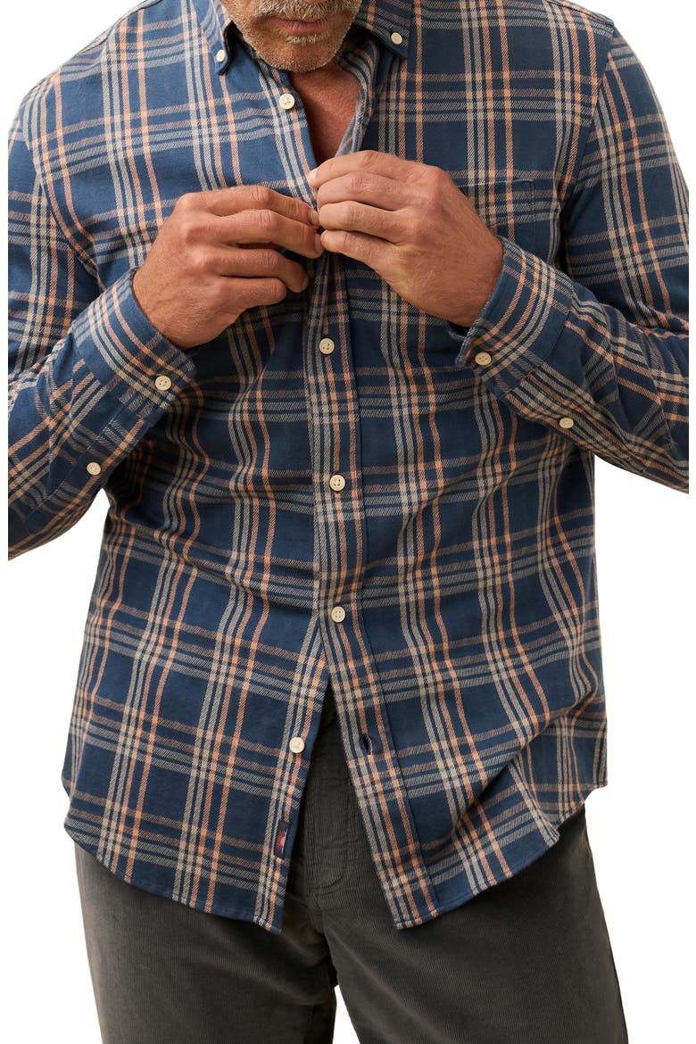 Coastline Knit Button-Down Shirt, Main, color, CLAY TWILIGHT PLAID