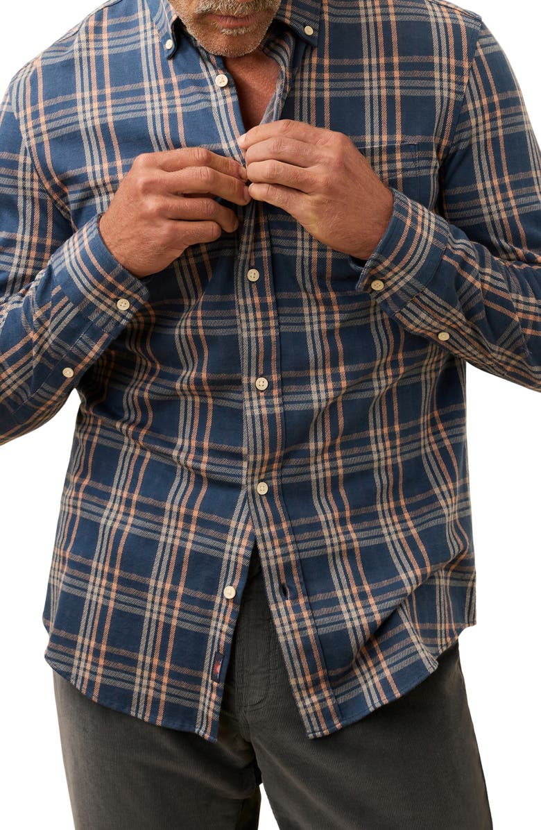 Faherty Coastline Knit Button-Down Shirt, Main, color, Clay Twilight Plaid