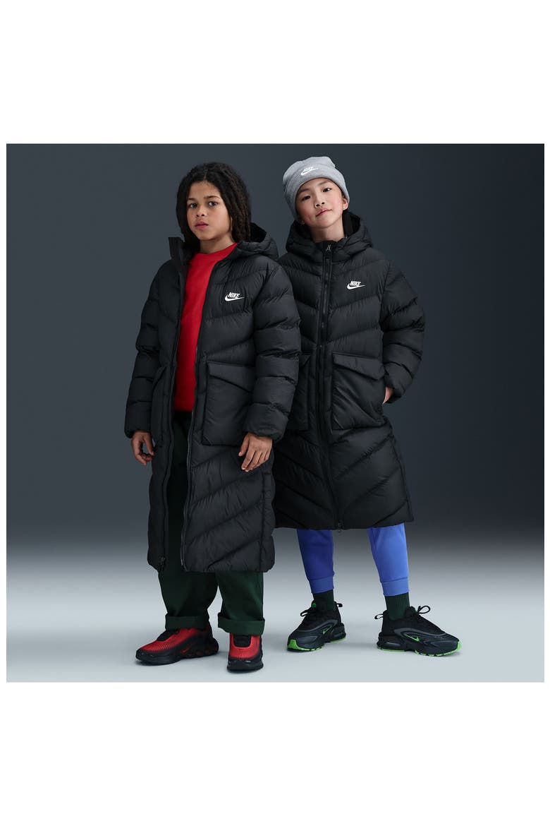 Kids' Sportswear All Day Play Therma-FIT® Puffer Parka, Alternate, color, BLACK/ WHITE