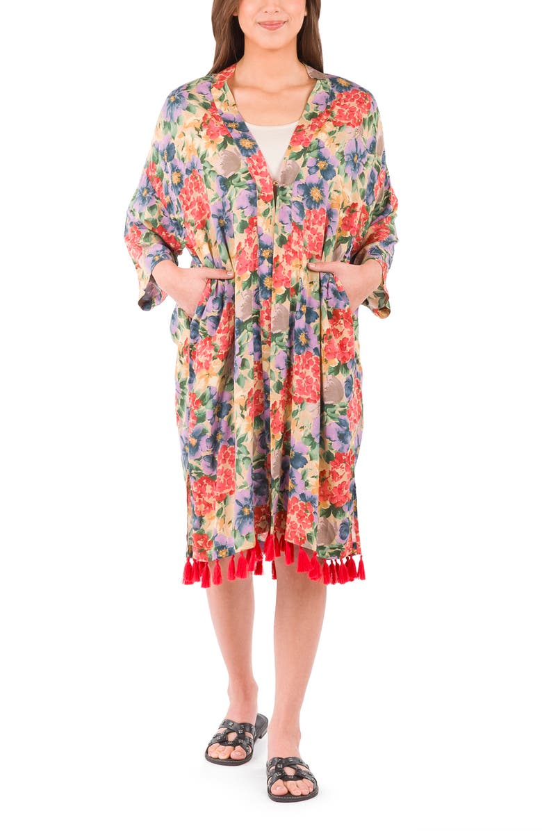 Patricia Nash Floral Tassel Trim Short Ruana, Alternate, color, 