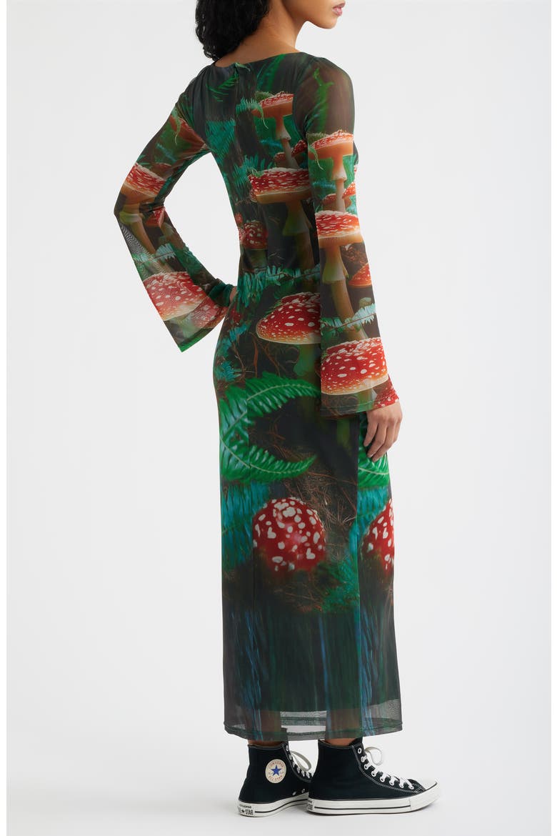 We're All Mad Here Long Sleeve Maxi Dress, Alternate, color, GREEN/ RED
