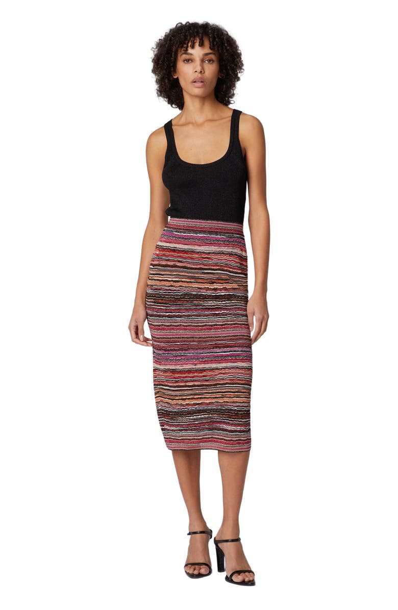 Missoni Midi Skirt In Lamé Embossed Viscose With Wave Pattern, Main, color, Multicoloured