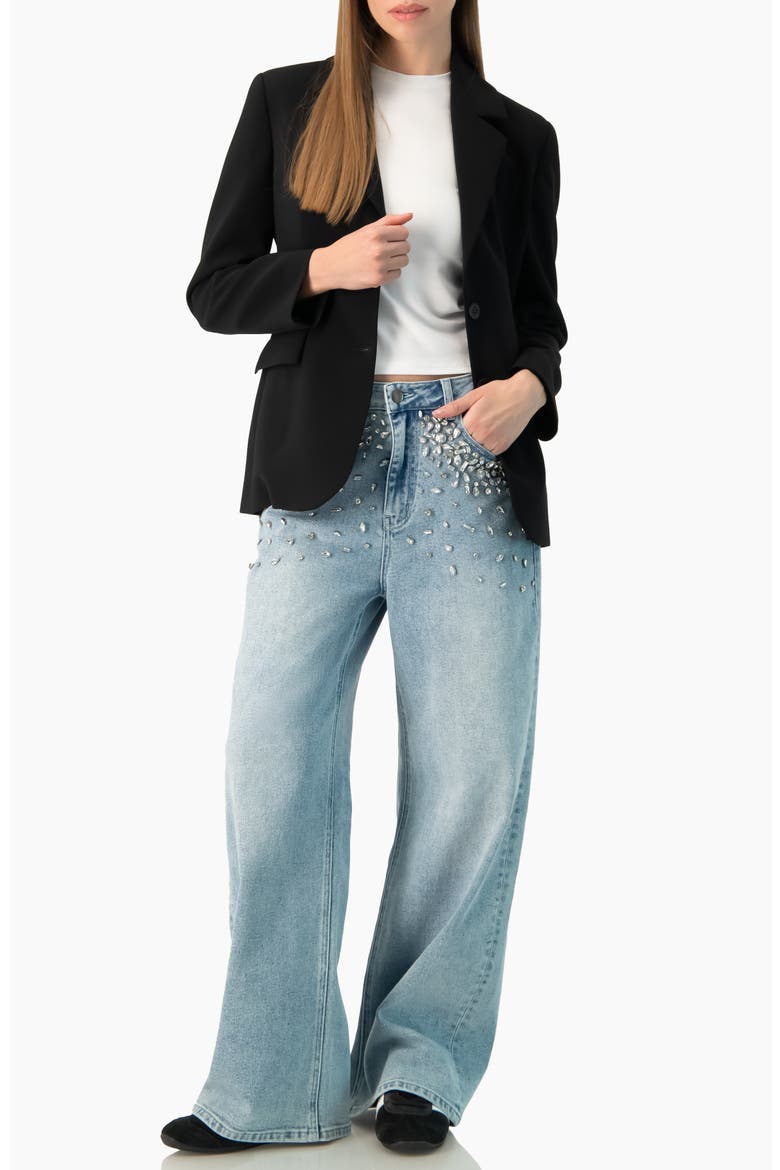 Tailored Two-Button Black Power Blazer, Alternate, color, Black