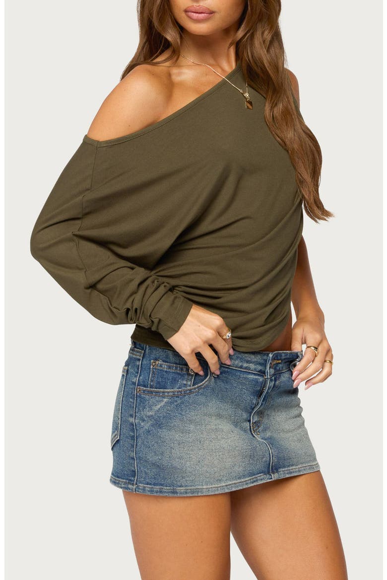 Kaily Asymmetric Off Shoulder Top, Alternate, color, OLIVE