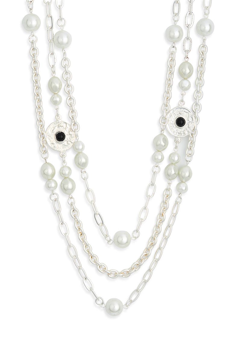 Triple Row Chain Necklace, Main, color, SILVER