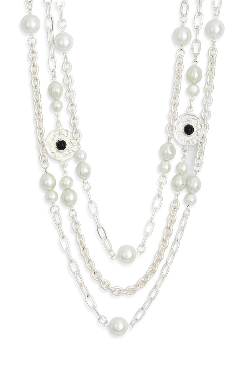 Karine Sultan Triple Row Chain Necklace, Main, color, Silver