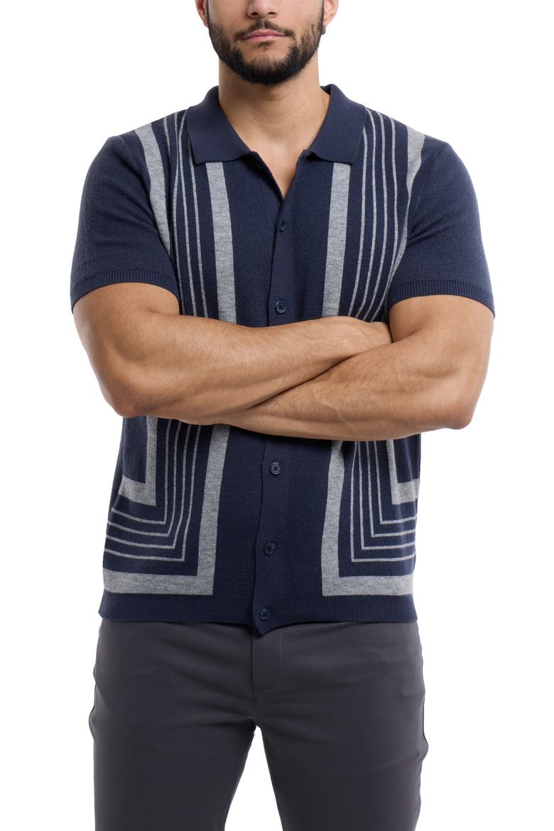 Stripe Polo Sweater, Alternate, color, NAVY