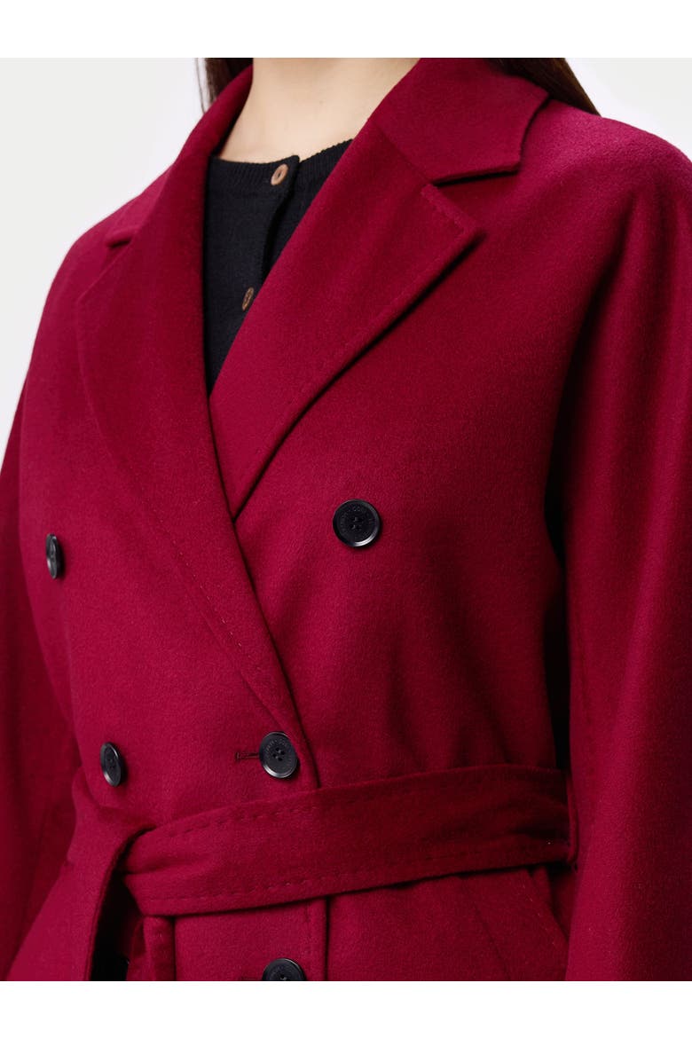 Women's Double-Breasted Cashmere Coat, Alternate, color, bordeaux