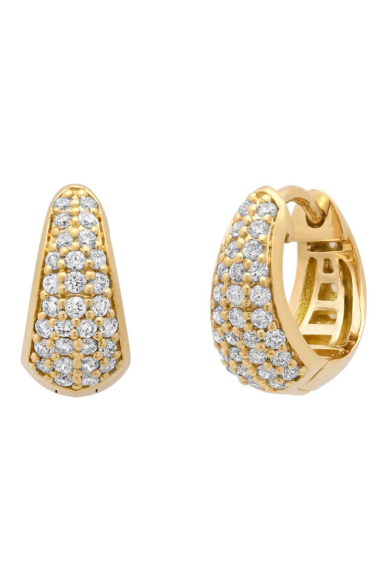 18k Gold Diamond Huggie Hoop Earrings, Main, color, 18K YELLOW GOLD