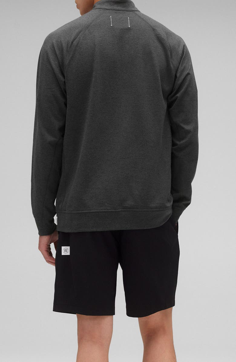 Reigning Champ Recovery Brushed Jersey Quarter Zip Pullover, Alternate, color, Heather Washed Black