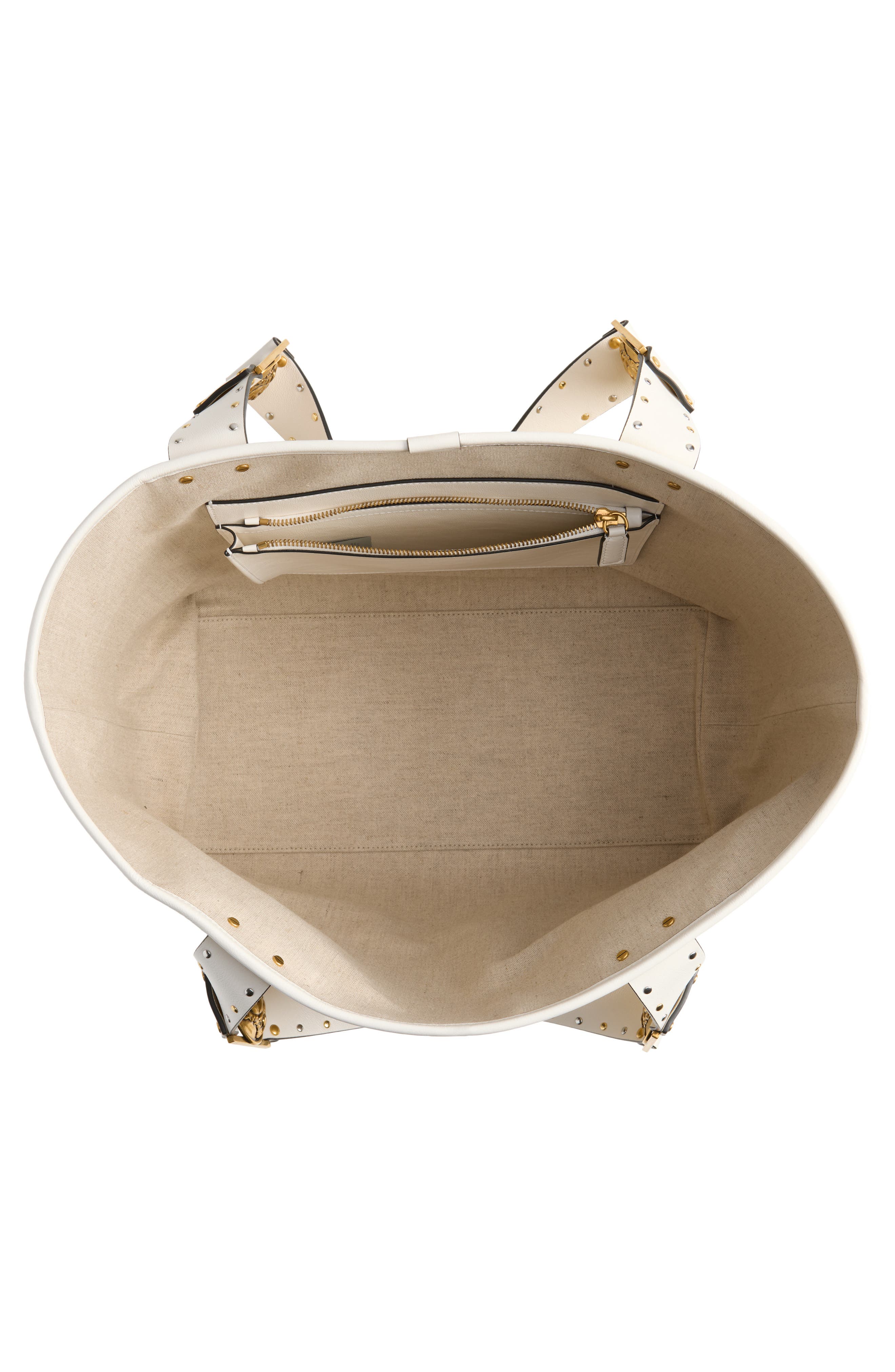 Versace Large Rivière Woven Raffia Tote, Alternate, color, Natural White Rosewood Gold