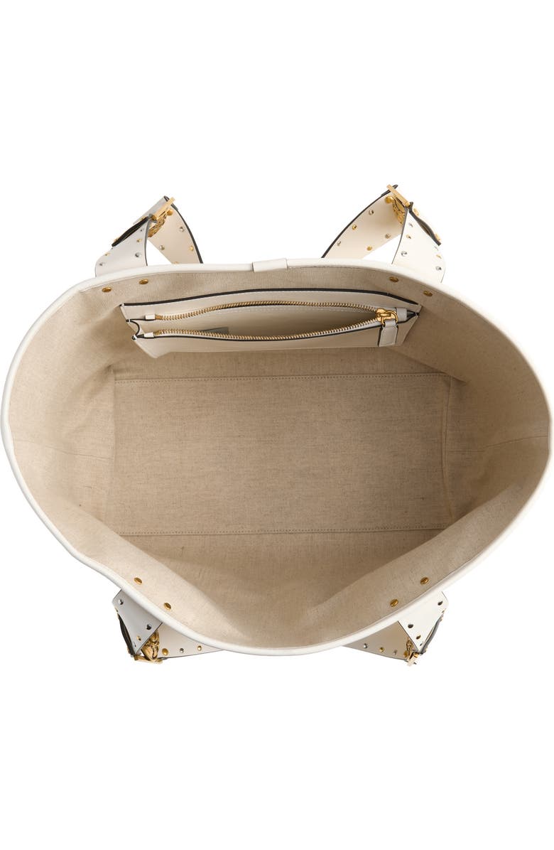 Versace Large Rivière Woven Raffia Tote, Alternate, color, Natural White Rosewood Gold