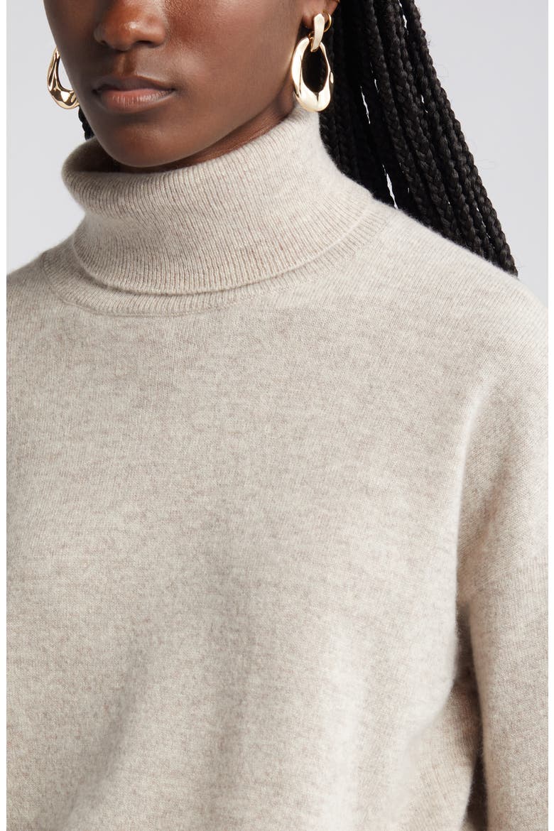 Cashmere Turtleneck Sweater, Alternate, color, BEIGE HUMMUS HEATHER