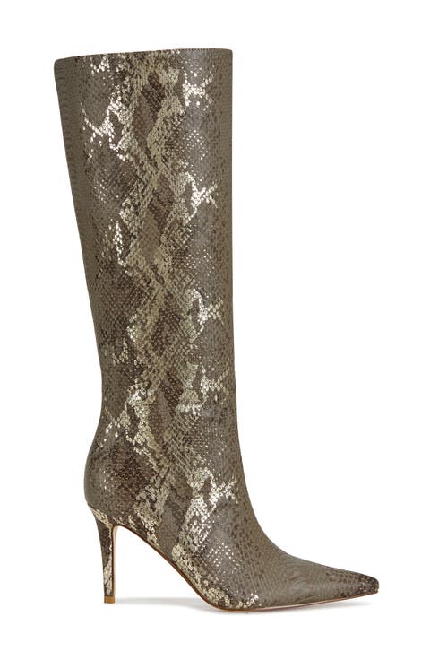 Cashy Pointed Toe Knee High Boot (Women) (Wide Calf)