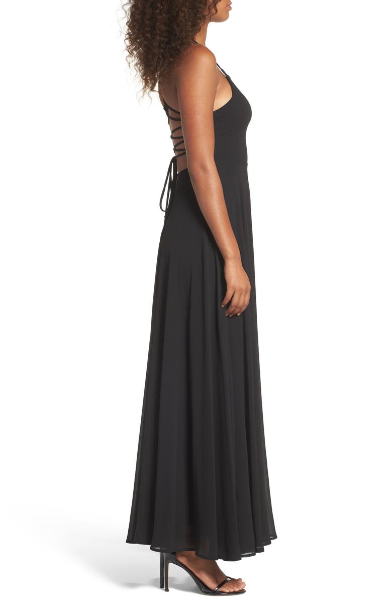 Lulus Strappy To Be Here Lace-Up Back Gown, Alternate, color,