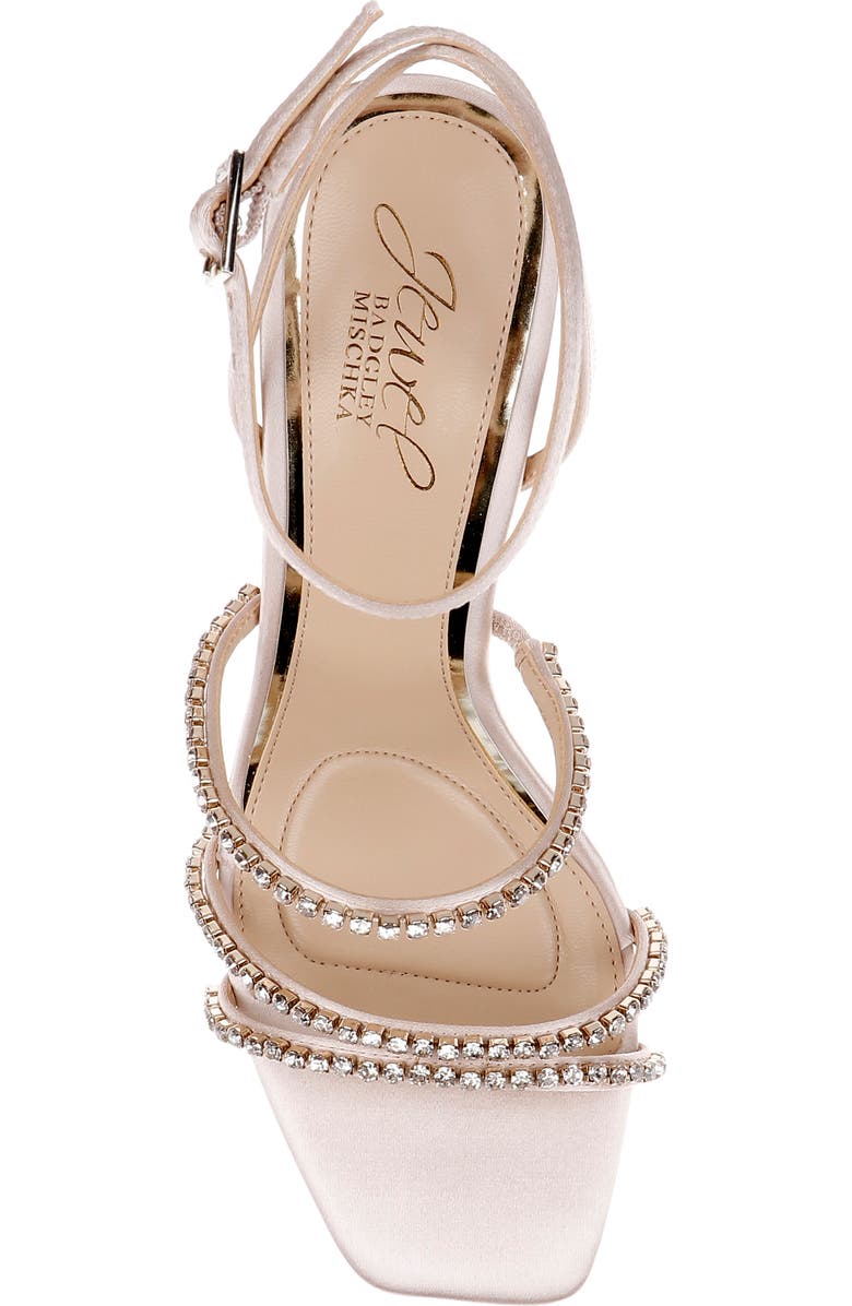 Jewel Badgley Mischka Paulette Ankle Strap Sandal, Alternate, color, Champagne Satin