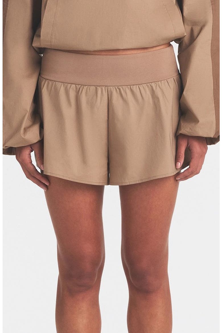 Woven Stretch Cotton Flutter Shorts, Main, color, DESERT