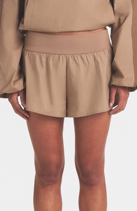 Woven Stretch Cotton Flutter Shorts