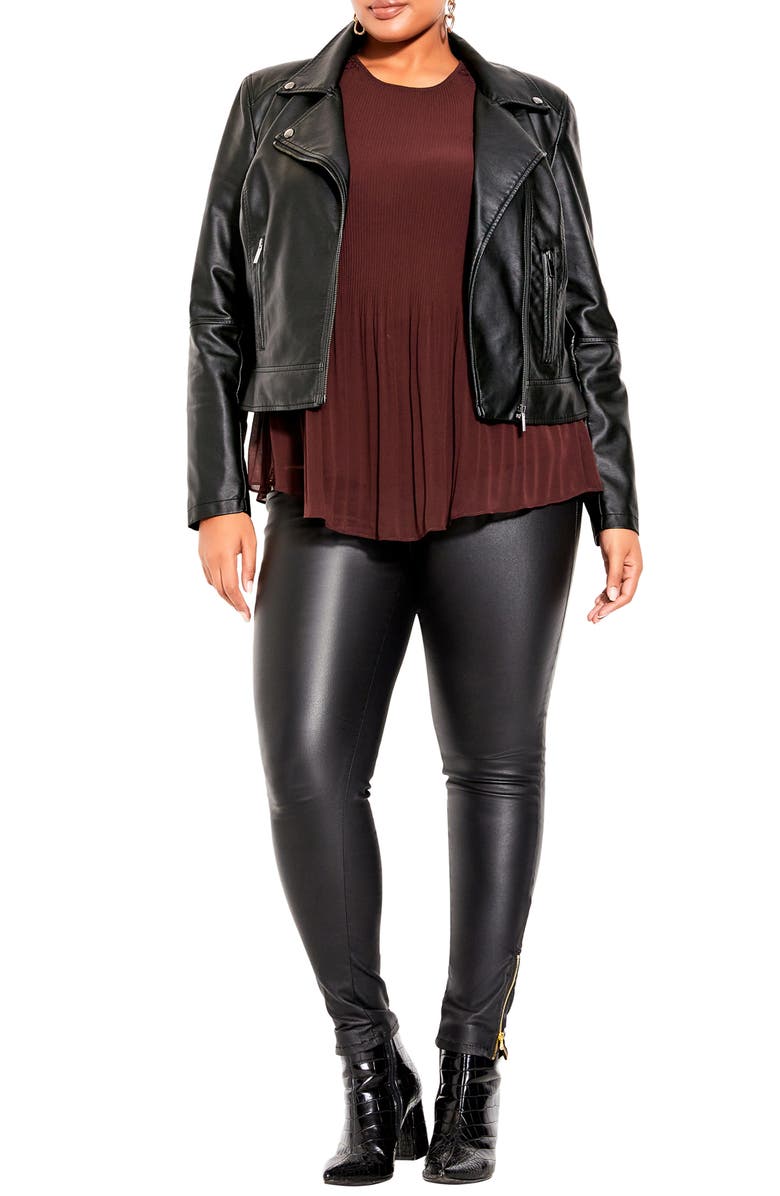 City Chic Savannah Faux Leather Jacket, Alternate, color,